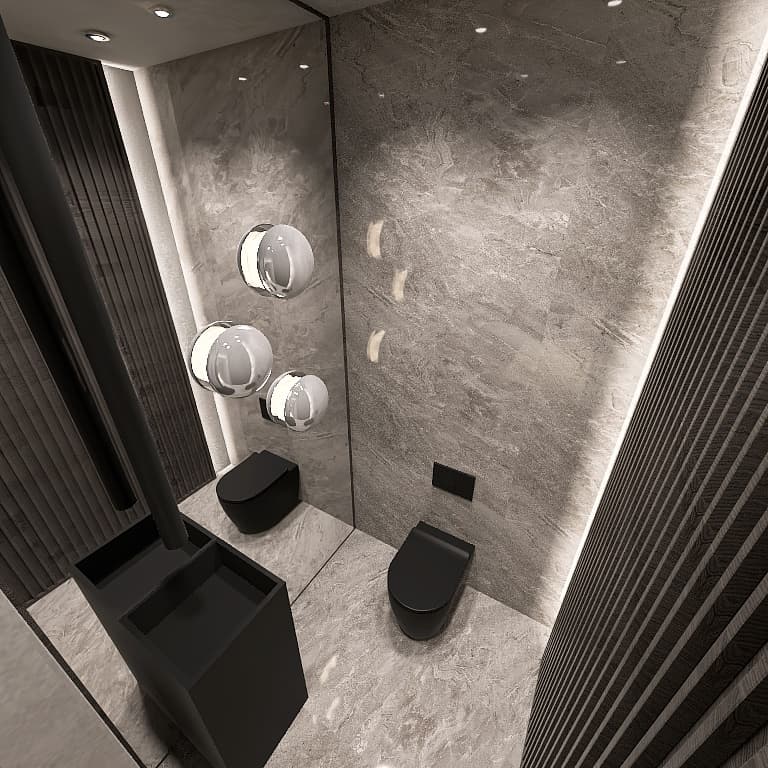 Midnight Cocoon – dunkles Berliner Gäste-WC, Ansicht 2