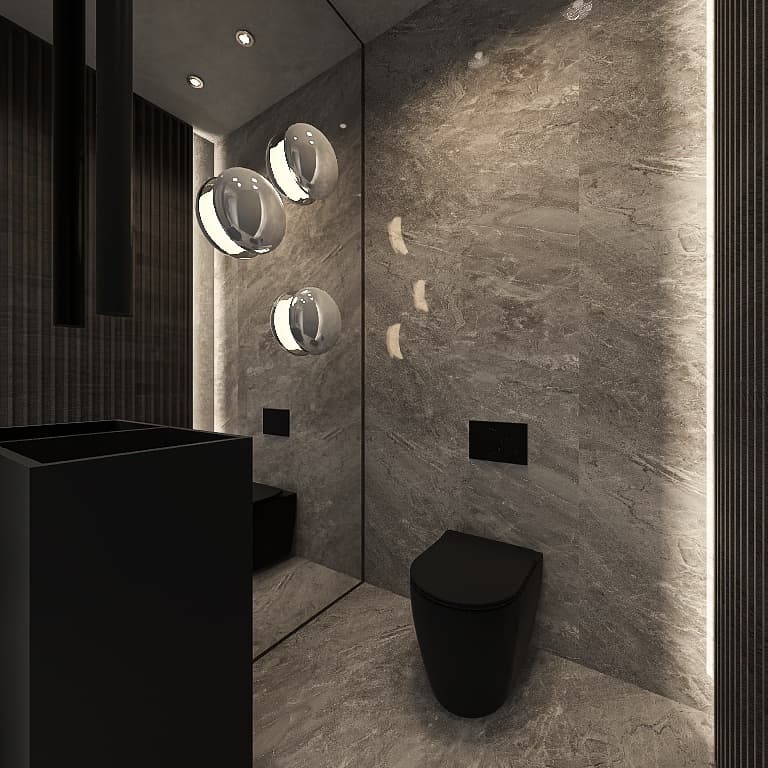 Midnight Cocoon – dunkles Berliner Gäste-WC, Ansicht 3